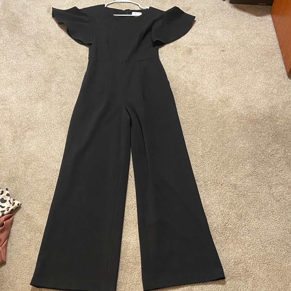 Calvin Klein Black Flutter Sleeve Jumpsuit